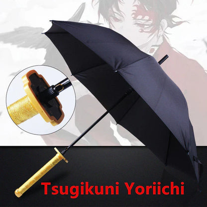 Demon Slayer Nichirin Sword Umbrella, Anime Katana Shaped Long Handle Umbrella, Tanjiro Zenitsu Giyuu Rengoku Samurai Sword Umbrella, Cosplay Prop Rain Sun Umbrella, Anime Collectible Gift for Fans