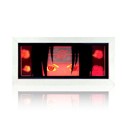 Naruto Anime Paper Cut Light Box, 3D Paper Carving LED Frame Lamp, Sharingan Character Night Light, Desktop Wall Art Decor, Collectible Anime Gift for Naruto Fans