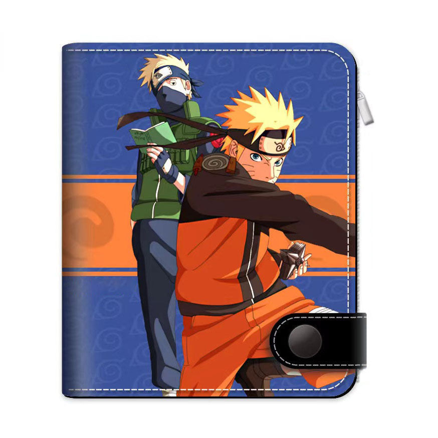 Naruto Anime Bifold Wallet, Multiple Character Printed PU Leather Short Purse, Snap Button Card Holder Cash Pocket Wallet, Naruto Itachi Sasuke Kakashi Naruto Merch Wallet Gift for Anime Fans