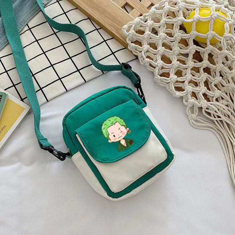 One Piece Anime Mini Crossbody Bag, Luffy Zoro Nami Chopper Sanji Character Print Small Shoulder Purse, Cute Canvas Sling Bag, Anime Fan Daily Messenger Bag Gift