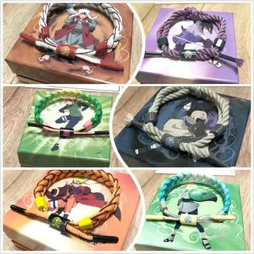 Naruto Anime Braided Bracelet, Handmade Woven Character Themed Rope Wristband, Cosplay Costume Accessory, Collectible Anime Jewelry Gift for Naruto Fans
