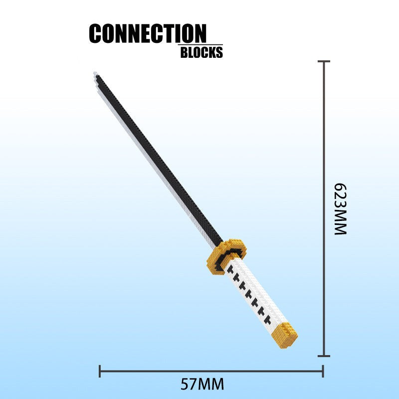 Demon Slayer Building Blocks Nichirin Sword, Anime Katana Model Bricks Kit with Scabbard & Display Stand, Tanjiro Zenitsu Rengoku Giyuu Sword Construction Toy, Collectible Anime Gift for Adults Teens