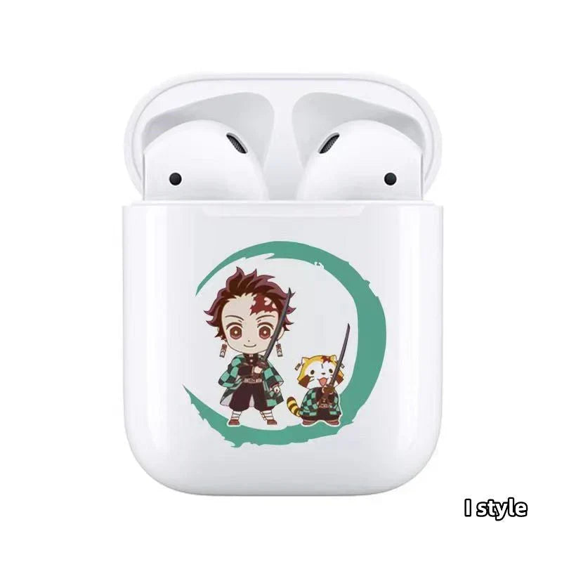 Demon Slayer Wireless Bluetooth Earbuds, Tanjiro Nezuko Zenitsu Giyuu Anime Print TWS Earphones, Touch Control Stereo Sound Headset, Portable Earbuds Case, Anime Fan Gift