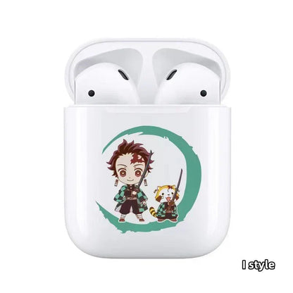 Demon Slayer Wireless Bluetooth Earbuds, Tanjiro Nezuko Zenitsu Giyuu Anime Print TWS Earphones, Touch Control Stereo Sound Headset, Portable Earbuds Case, Anime Fan Gift