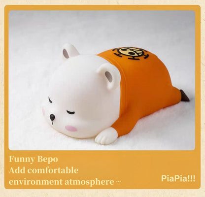 One Piece Bepo Silicone Night Light, Cute Touch Control LED Bedside Lamp, Soft Warm Light Anime Character Night Lamp, Rechargeable Bedroom Decor Light, Collectible Gift for One Piece Fans