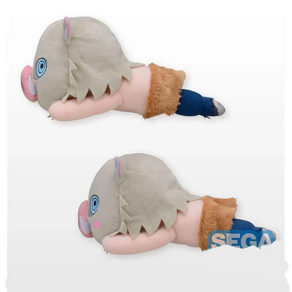 Demon Slayer Kimetsu no Yaiba Lying Plush Doll, Cute Anime Character Stuffed Pillow Plushie, Tanjiro Nezuko Zenitsu Inosuke Giyuu Shinobu Soft Toy, Anime Collectible Plush Gift for Fans