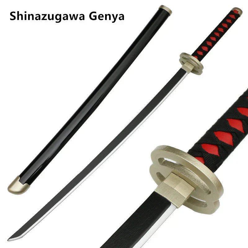 Demon Slayer Cosplay Nichirin Sword, Bamboo Blade Katana Replica, Anime Demon Slayer Prop Sword with Scabbard and Belt, Tanjiro Zenitsu Rengoku Giyuu Cosplay Weapon for Halloween