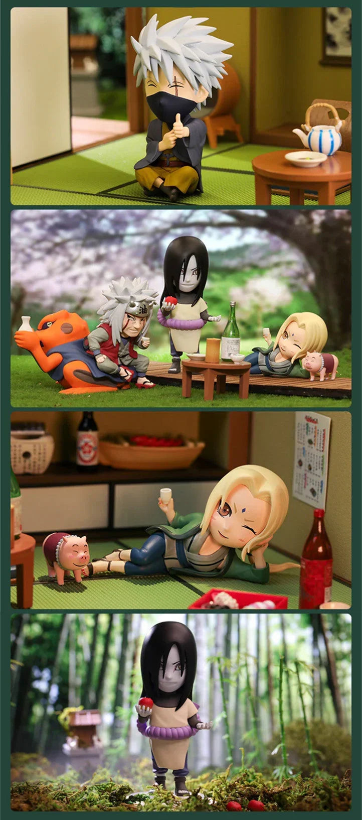 Naruto Anime Q Version Blind Box Figure, Uzumaki Naruto Sasuke Hinata Sakura Kakashi Jiraiya Collectible Figurine, Cute Chibi Character Statue, Desktop Decoration Gift for Naruto Fans