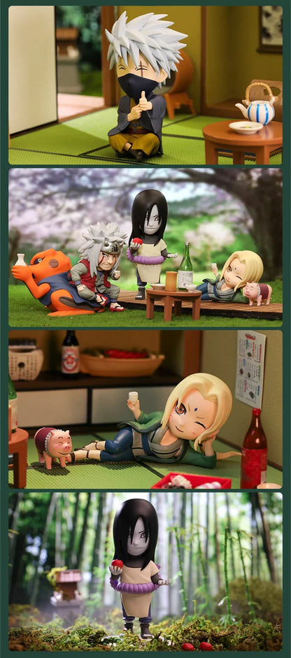 Naruto Anime Q Version Blind Box Figure, Uzumaki Naruto Sasuke Hinata Sakura Kakashi Jiraiya Collectible Figurine, Cute Chibi Character Statue, Desktop Decoration Gift for Naruto Fans