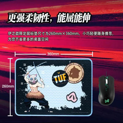 Demon Slayer Anime Mouse Pad, Nezuko & Inosuke Gaming Mousepad, Non-Slip Rubber Base Waterproof Desk Mat, Smooth Surface Mouse Mat for Laptop Computer Office Game, Demon Slayer Fan Merch Gift