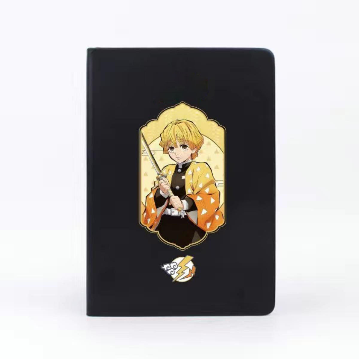 Demon Slayer Anime Notebook & Pen Gift Set, Tanjiro Nezuko Zenitsu Inosuke Character Journal with Metal Badge, Hardcover Writing Notebook Stationery Set, Anime Collectible Gift for Demon Slayer Fans