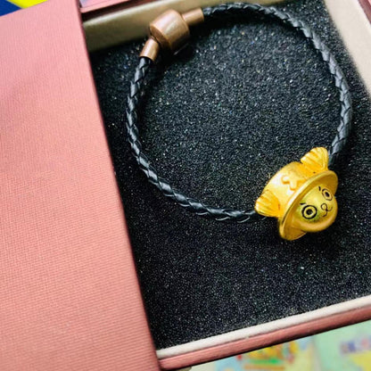 One Piece Anime Braided Rope Bracelet, Luffy Straw Hat Devil Fruit Gold Bead Charm Wristband, Adjustable Anime Cosplay Bracelet Jewelry, Collectible Accessories Gift for One Piece Fans
