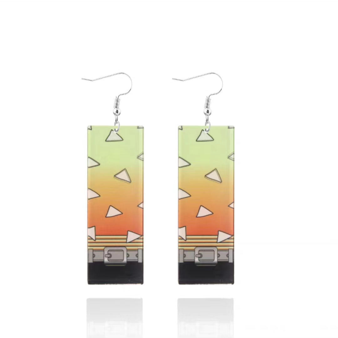 Demon Slayer Anime Earrings, Tanjiro Hanafuda Drop Dangle Earrings, Multiple Styles Acrylic Cosplay Earrings, Demon Slayer Kimetsu No Yaiba Jewelry, Anime Cosplay Accessories Gift for Demon Slayer Fans