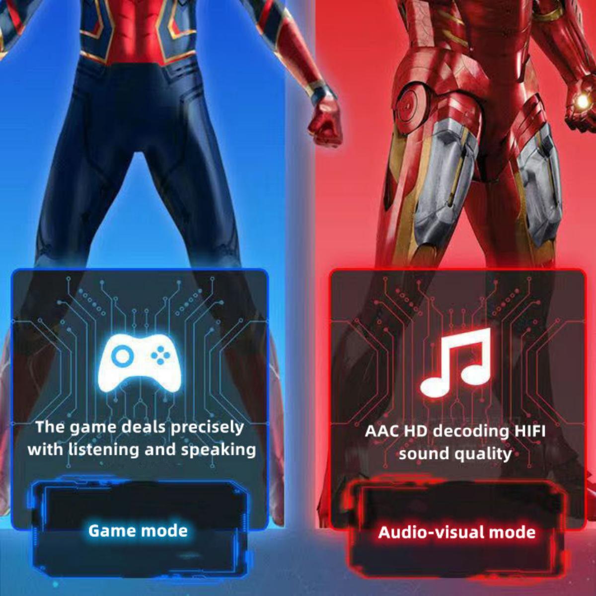 Marvel Avengers Spider‑Man Iron Man TWS True Wireless Gaming Earbuds, Bluetooth 5.3 Headphones 30ms Ultra Low Latency 13mm Driver Type‑C Charging for Game Music