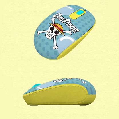One Piece Anime 2.4G Wireless Mouse, Portable Optical Computer Mouse with Tony Tony Chopper & Straw Hat Skull Pattern, Ergonomic Silent Mice for Laptop PC Desktop, Anime Fan Gift