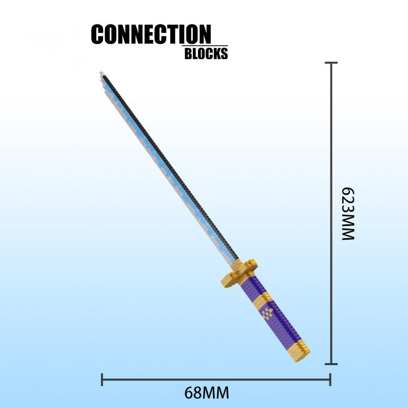 Demon Slayer Building Blocks Nichirin Sword, Anime Katana Model Bricks Kit with Scabbard & Display Stand, Tanjiro Zenitsu Rengoku Giyuu Sword Construction Toy, Collectible Anime Gift for Adults Teens