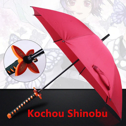 Demon Slayer Nichirin Sword Umbrella, Anime Katana Shaped Long Handle Umbrella, Tanjiro Zenitsu Giyuu Rengoku Samurai Sword Umbrella, Cosplay Prop Rain Sun Umbrella, Anime Collectible Gift for Fans