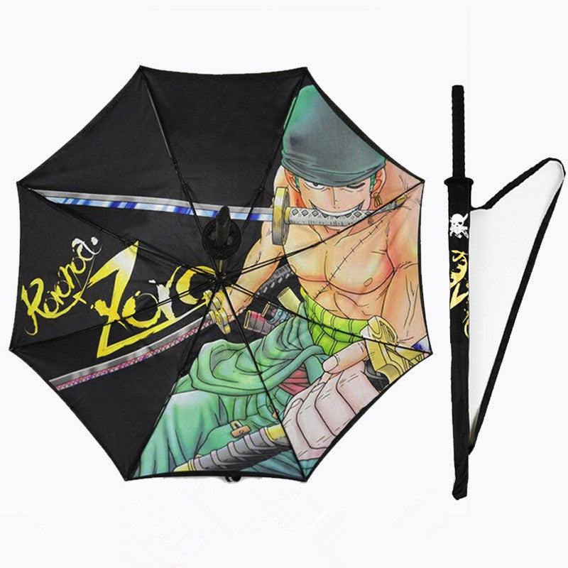 One Piece Zoro Katana Sword Umbrella, Anime Samurai Sword Shaped Long Handle Umbrella, Wado Ichimonji Sandai Kitetsu Replica Sword Umbrella, Cosplay Prop Rain & Sun Protection Umbrella, Collectible Gift for One Piece Fans