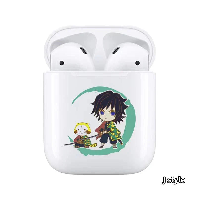 Demon Slayer Wireless Bluetooth Earbuds, Tanjiro Nezuko Zenitsu Giyuu Anime Print TWS Earphones, Touch Control Stereo Sound Headset, Portable Earbuds Case, Anime Fan Gift