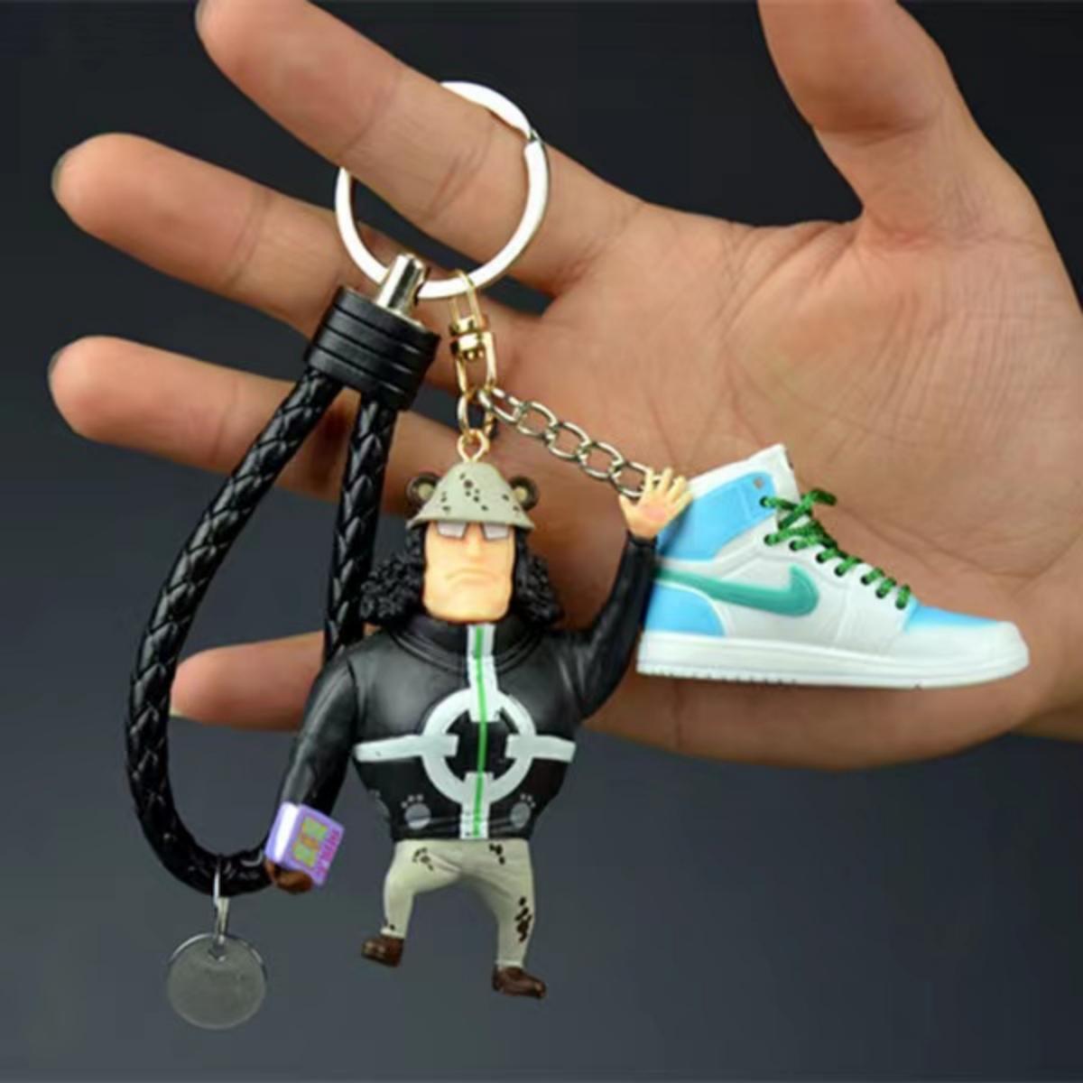 One Piece Anime Figure Keychain, Luffy Zoro Nami Chopper Sanji Mini Sneaker Pendant Key Ring, Q Version Figurine Key Chain, Backpack Charm Key Holder Gift for One Piece Fans