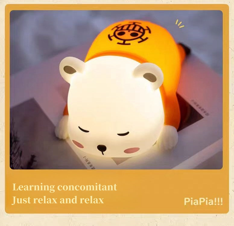 One Piece Bepo Silicone Night Light, Cute Touch Control LED Bedside Lamp, Soft Warm Light Anime Character Night Lamp, Rechargeable Bedroom Decor Light, Collectible Gift for One Piece Fans