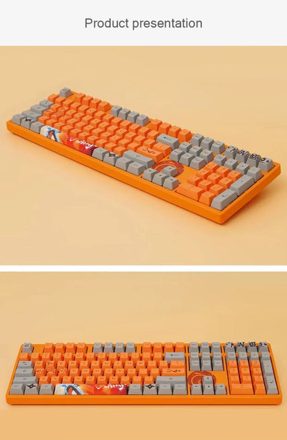 Naruto Anime Mechanical Keyboard and Mouse Combo, Uzumaki Naruto Uchiha Sasuke Themed Wired Gaming Keyboard Mouse Set, 108 Keys Full Size Keyboard, Anime Gaming Desktop Accessories, Gift for Naruto Fans Gamers