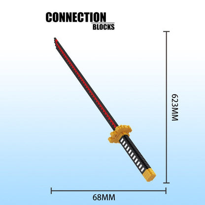 Demon Slayer Building Blocks Nichirin Sword, Anime Katana Model Bricks Kit with Scabbard & Display Stand, Tanjiro Zenitsu Rengoku Giyuu Sword Construction Toy, Collectible Anime Gift for Adults Teens