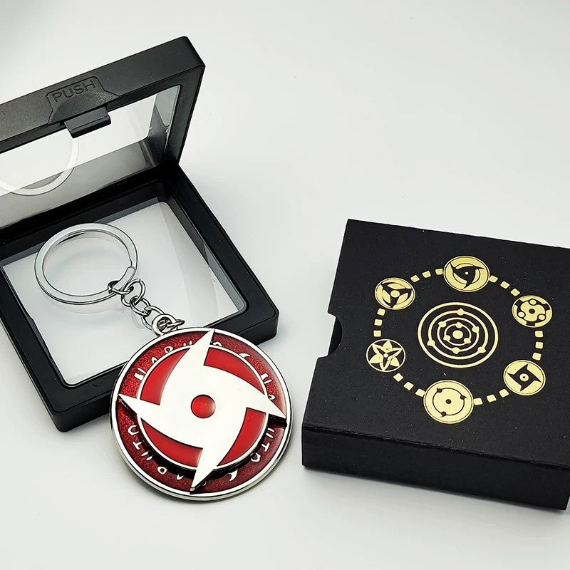 Naruto Sasuke Itachi Kakashi Rotating Sharingan Keychain Metal Anime Pendant Key Ring Cosplay Accessory Collectible Key Charm Gift For Anime Fans