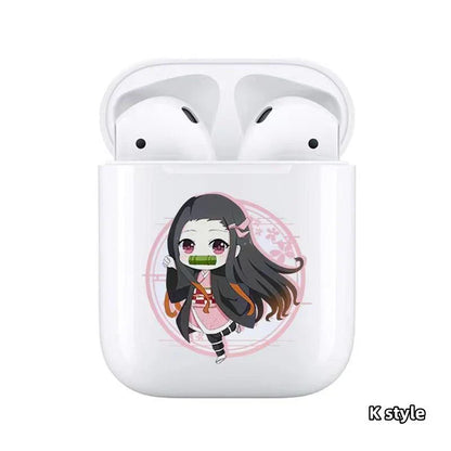 Demon Slayer Wireless Bluetooth Earbuds, Tanjiro Nezuko Zenitsu Giyuu Anime Print TWS Earphones, Touch Control Stereo Sound Headset, Portable Earbuds Case, Anime Fan Gift
