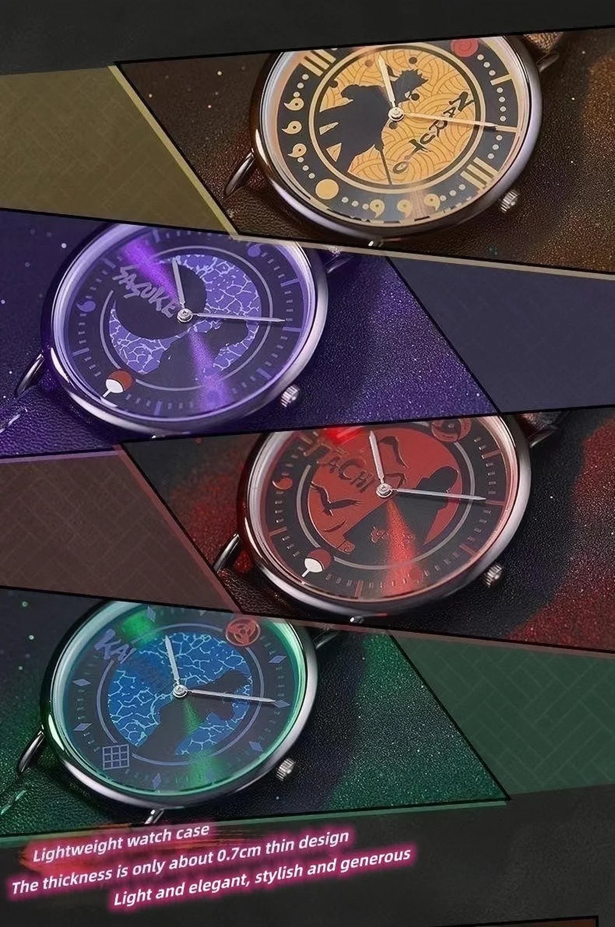 Naruto Anime Character Quartz Watch, Uchiha Sasuke Itachi Kakashi Naruto Wrist Watch, Vintage PU Leather Strap Analog Watch, Anime Cosplay Accessory Collectible Gift for Naruto Fans