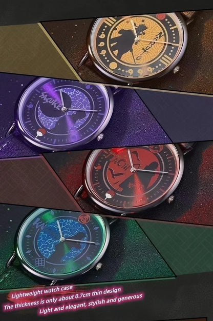 Naruto Anime Character Quartz Watch, Uchiha Sasuke Itachi Kakashi Naruto Wrist Watch, Vintage PU Leather Strap Analog Watch, Anime Cosplay Accessory Collectible Gift for Naruto Fans