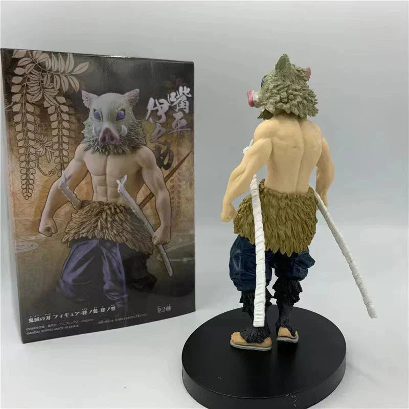 Demon Slayer Inosuke Hashibira Figure, Boar Head Inosuke Resin GK Statue, Anime Hashibira Inosuke with Giant Wild Boar Diorama Figurine, Collectible Desktop Ornament Model Gift for Demon Slayer Fans