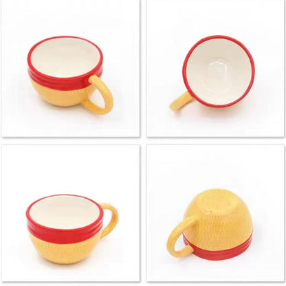 One Piece Anime Hat Shaped Ceramic Mug, Luffy Ace Sabo Chopper 3D Hat Coffee Cup, Creative Novelty Tea Mug, One Piece Collectible Drinkware Gift for Anime Fans