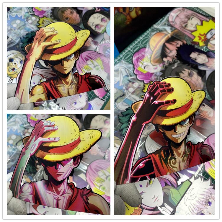 One Piece 3D Motion Stickers, Anime Lenticular Changing Car Stickers, Luffy Zoro Nami Chopper Sanji Waterproof Decals for Car Laptop Water Bottle, One Piece Anime Merch Decor