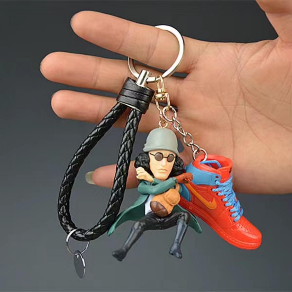One Piece Anime Figure Keychain, Luffy Zoro Nami Chopper Sanji Mini Sneaker Pendant Key Ring, Q Version Figurine Key Chain, Backpack Charm Key Holder Gift for One Piece Fans
