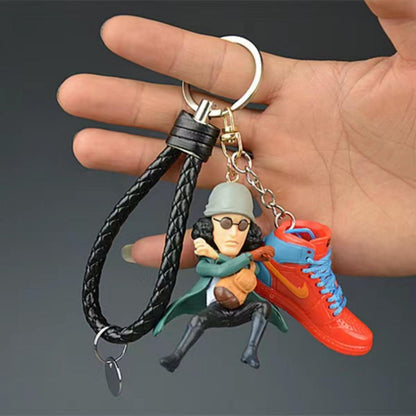 One Piece Anime Figure Keychain, Luffy Zoro Nami Chopper Sanji Mini Sneaker Pendant Key Ring, Q Version Figurine Key Chain, Backpack Charm Key Holder Gift for One Piece Fans