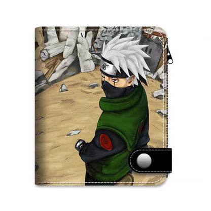 Naruto Anime Bifold Wallet, Multiple Character Printed PU Leather Short Purse, Snap Button Card Holder Cash Pocket Wallet, Naruto Itachi Sasuke Kakashi Naruto Merch Wallet Gift for Anime Fans