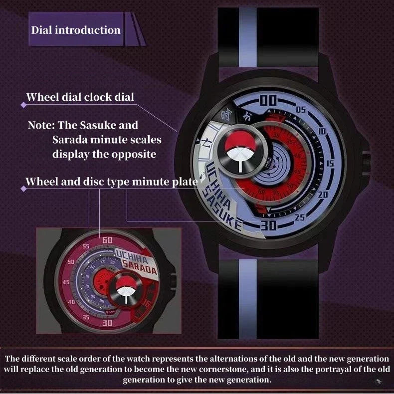 Boruto Naruto Next Generations Anime Wrist Watch, Uzumaki Boruto Sasuke Sarada Sharingan Analog Quartz Watch, Silicone Strap Anime Cosplay Watch, Collectible Gift for Naruto Anime Fans