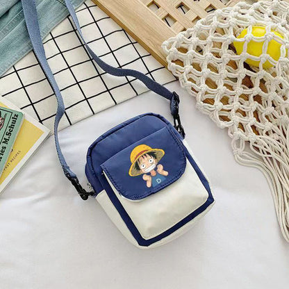 One Piece Anime Mini Crossbody Bag, Luffy Zoro Nami Chopper Sanji Character Print Small Shoulder Purse, Cute Canvas Sling Bag, Anime Fan Daily Messenger Bag Gift
