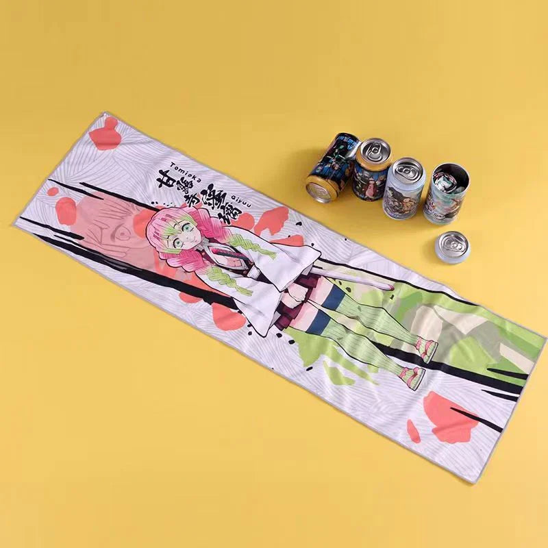 Demon Slayer Anime Cooling Towel Blind Box, Instant Cooling Sports Towel, Microfiber Quick Dry Ice Towel for Gym Running Cycling Workout, Canned Random Anime Character Chilling Towel, Anime Fan Collectible Gift