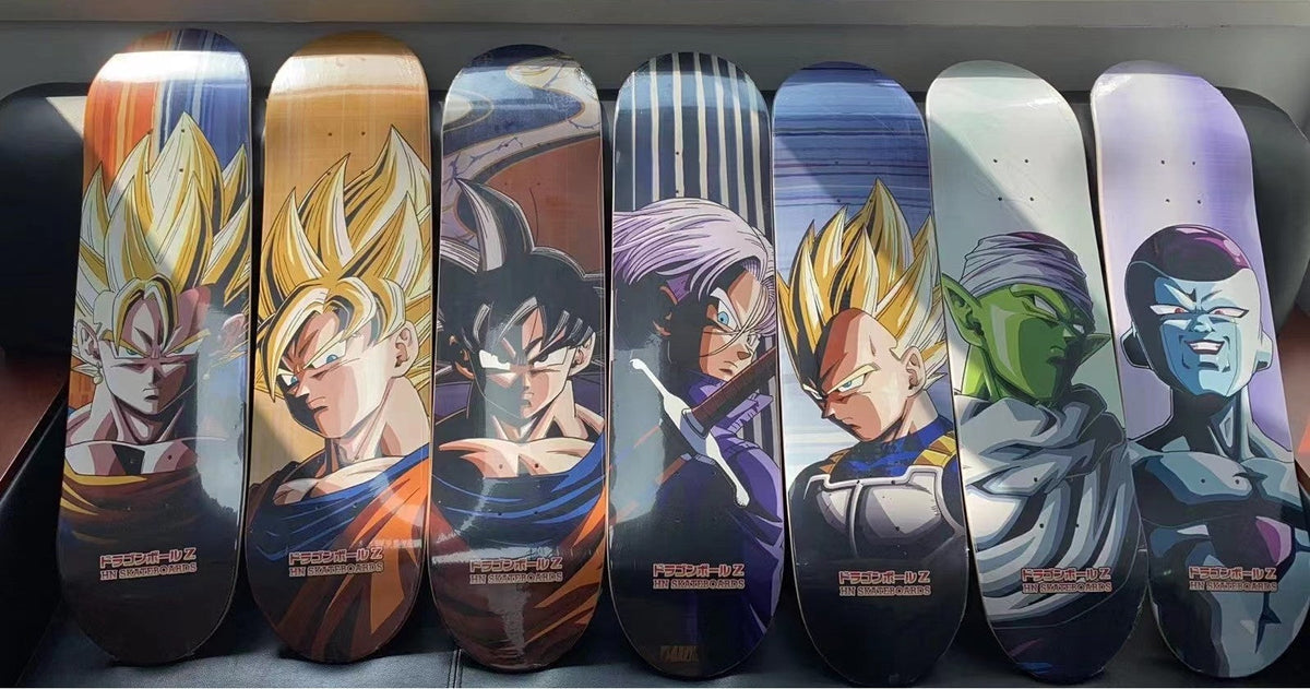 Dragon Ball Z Anime Skateboard Deck, Multiple Classic Characters Goku Vegeta Frieza Buu Printed Complete Skateboard, Dragon Ball Anime Street Skateboard, Anime Fan Collectible Gift