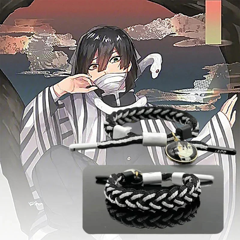 Demon Slayer Anime Braided Bracelet, Tanjiro Nezuko Rengoku Giyuu Cosplay Handmade Woven Rope Bracelet, Adjustable Character Themed Wristband, Anime Fan Collectible Jewelry Gift for Men Women Teens