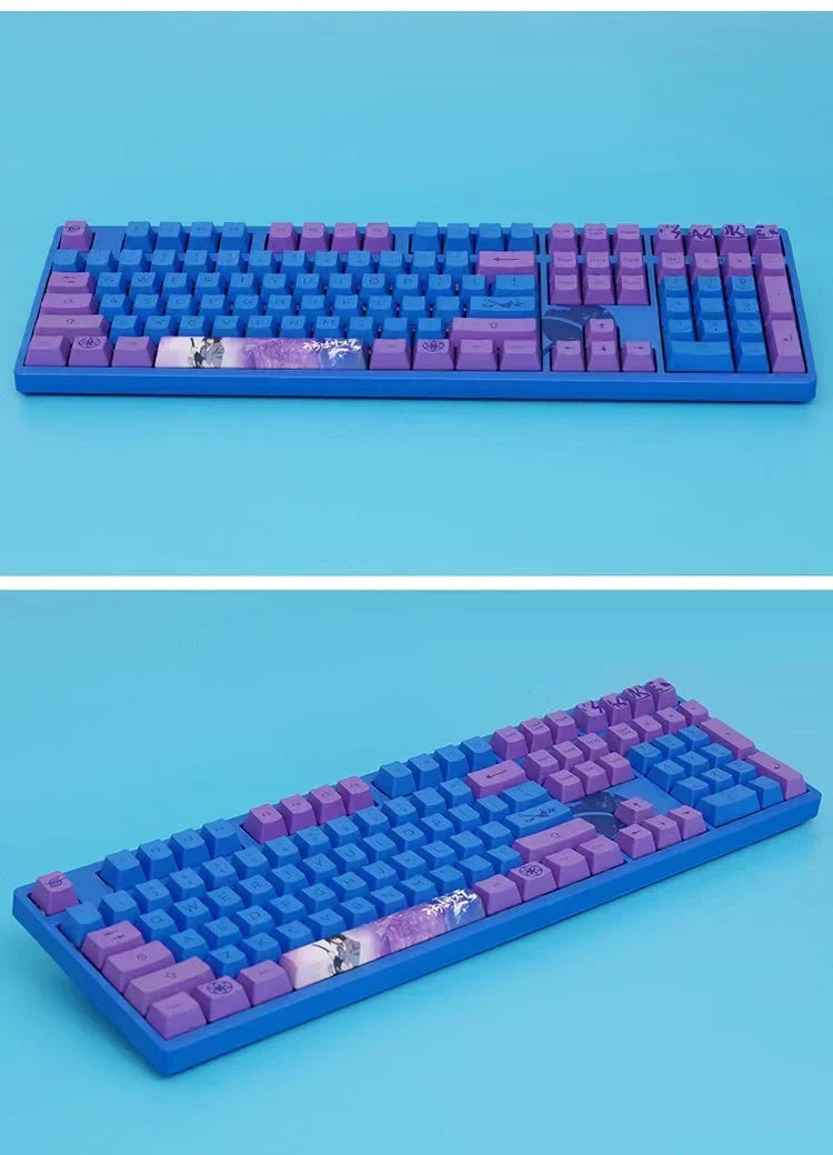 Naruto Anime Mechanical Keyboard and Mouse Combo, Uzumaki Naruto Uchiha Sasuke Themed Wired Gaming Keyboard Mouse Set, 108 Keys Full Size Keyboard, Anime Gaming Desktop Accessories, Gift for Naruto Fans Gamers