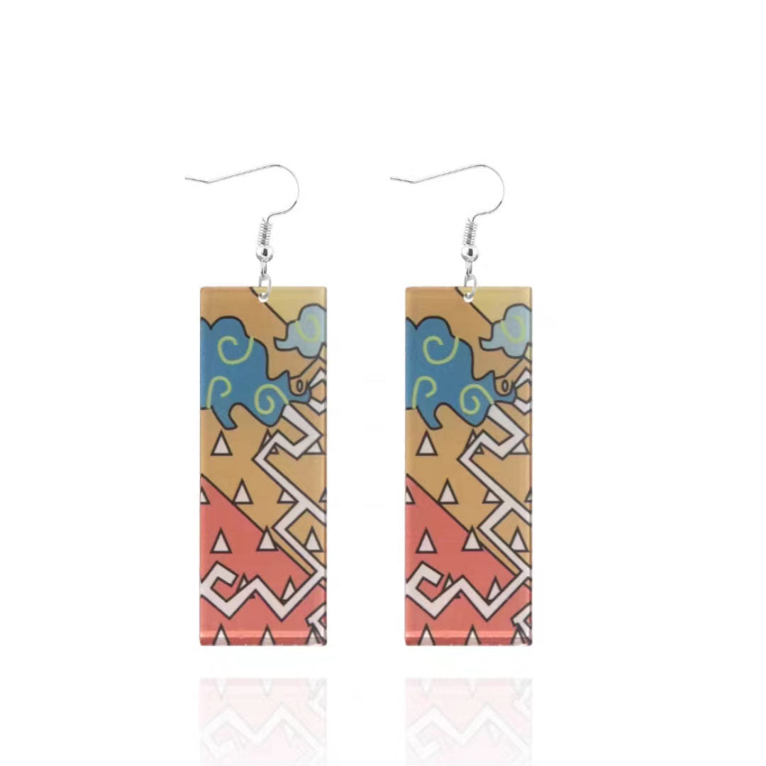 Demon Slayer Anime Earrings, Tanjiro Hanafuda Drop Dangle Earrings, Multiple Styles Acrylic Cosplay Earrings, Demon Slayer Kimetsu No Yaiba Jewelry, Anime Cosplay Accessories Gift for Demon Slayer Fans