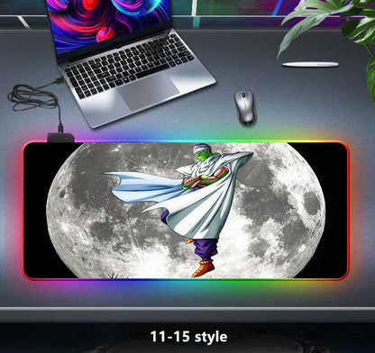 Dragon Ball Z RGB Large Mouse Pad, Anime DBZ Goku Vegeta Frieza Extended Gaming Mousepad with LED Rainbow Light, Non Slip Rubber Base Desk Mat for PC Keyboard Laptop, Dragon Ball Fan Decor