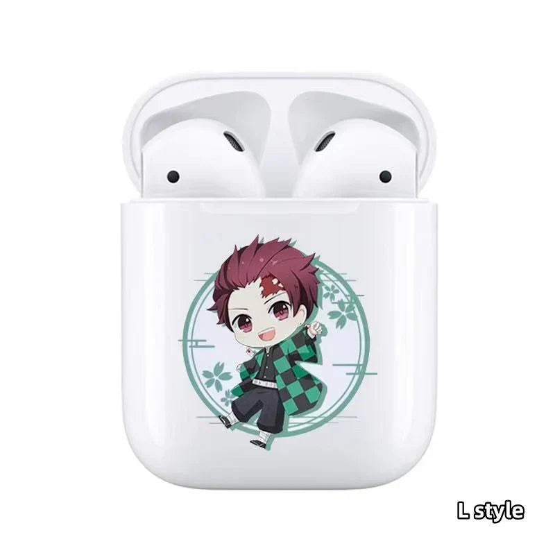 Demon Slayer Wireless Bluetooth Earbuds, Tanjiro Nezuko Zenitsu Giyuu Anime Print TWS Earphones, Touch Control Stereo Sound Headset, Portable Earbuds Case, Anime Fan Gift