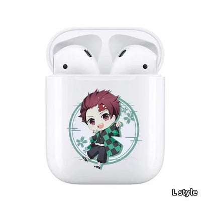 Demon Slayer Wireless Bluetooth Earbuds, Tanjiro Nezuko Zenitsu Giyuu Anime Print TWS Earphones, Touch Control Stereo Sound Headset, Portable Earbuds Case, Anime Fan Gift