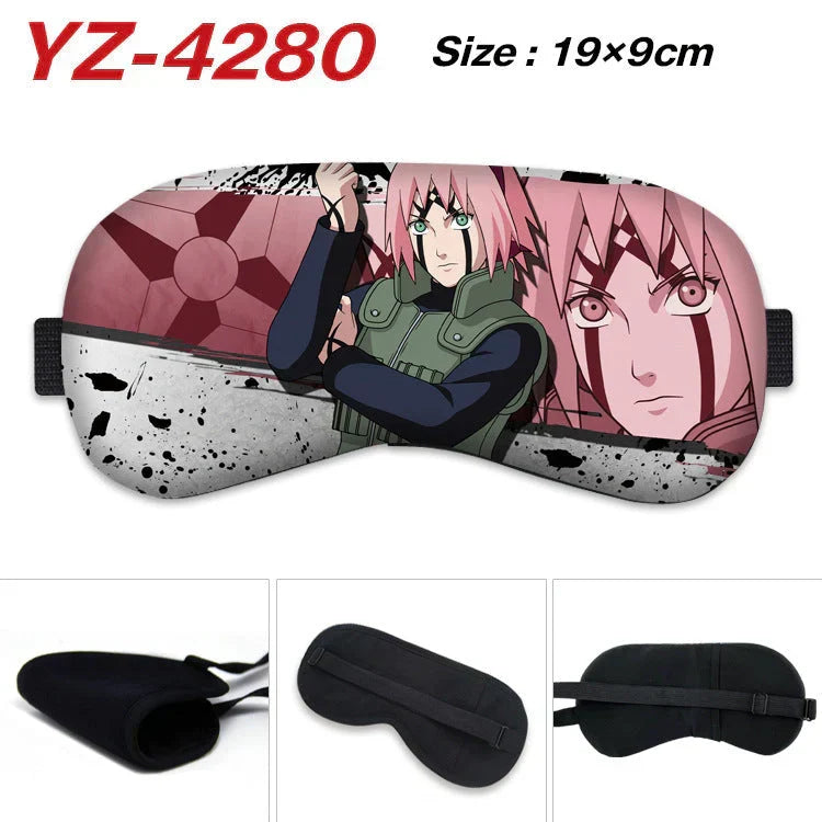 Naruto Anime Sleep Eye Mask, Uchiha Sasuke Itachi Madara Sakura Printed Blindfold, Soft Comfort Light Blocking Eye Cover for Travel Nap, Multiple Styles, Anime Fan Gift
