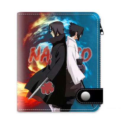Naruto Anime Bifold Wallet, Multiple Character Printed PU Leather Short Purse, Snap Button Card Holder Cash Pocket Wallet, Naruto Itachi Sasuke Kakashi Naruto Merch Wallet Gift for Anime Fans