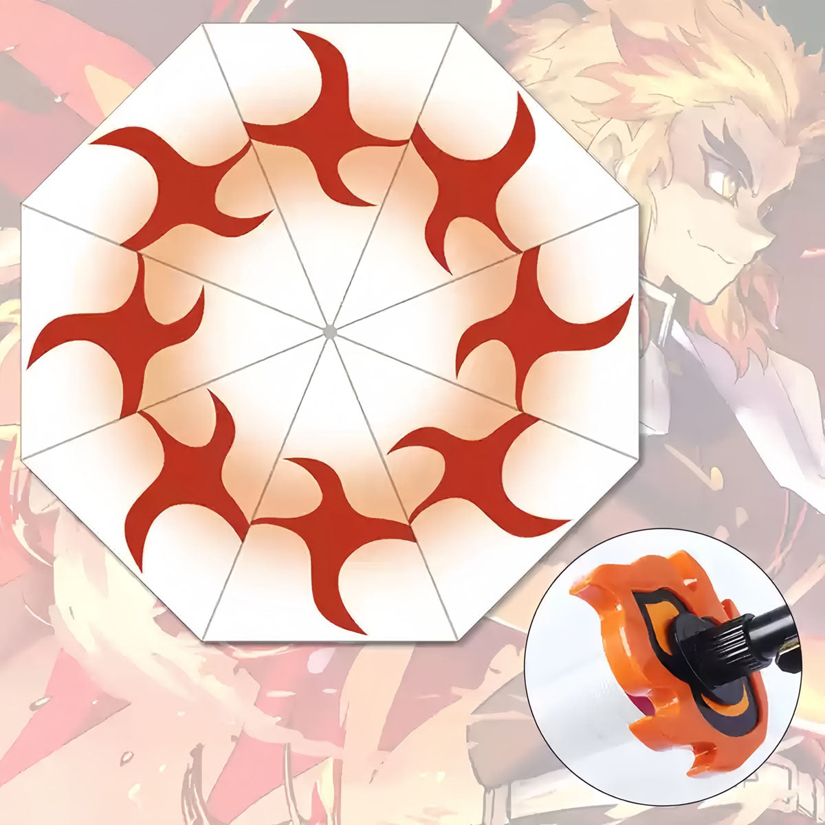 Demon Slayer Anime Sword Umbrella, Katana Shape Handle Long Rain Umbrella, Tanjirou Zenitsu Shinobu Pattern Parasol, Windproof Sun Rain Umbrella, Demon Slayer Cosplay Merch Gift for Anime Fans